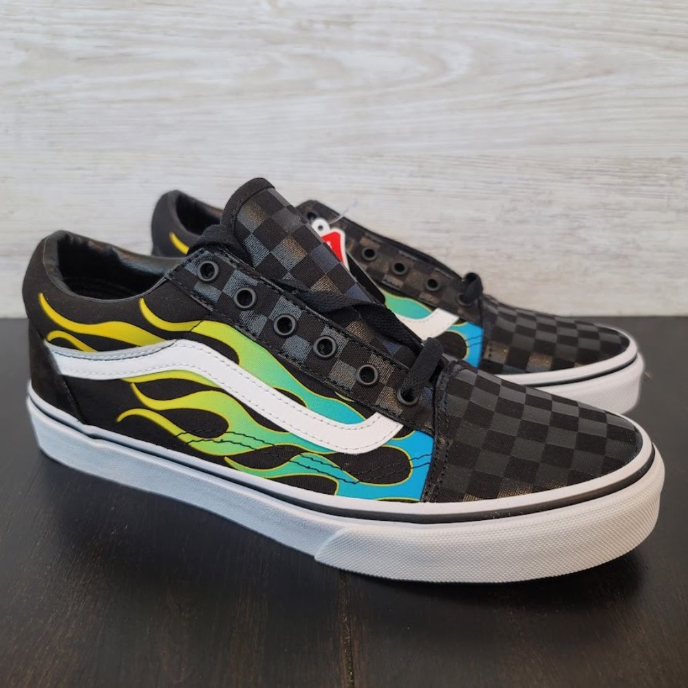 Vans Big Kids Glow Flame Old Skool Skate Shoes